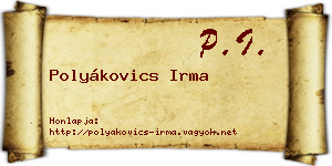 Polyákovics Irma névjegykártya