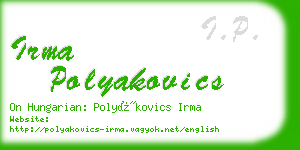 irma polyakovics business card